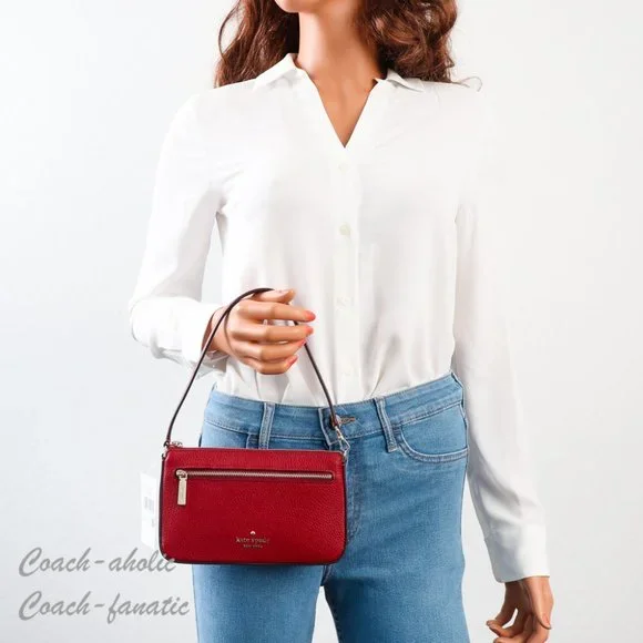 NWT Kate Spade New York Leila Leather Convertible Wristlet Wallet Bag in Red - Picture 2 of 12